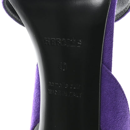 Hermes Suede Goatskin Crystal Heden 105 Sandals 40 Violet Majorette 7 of 9