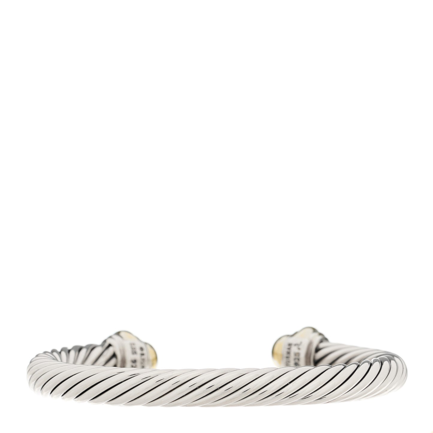 Sterling Silver 14K Yellow Gold 7mm Cable Classics Dome Bracelet