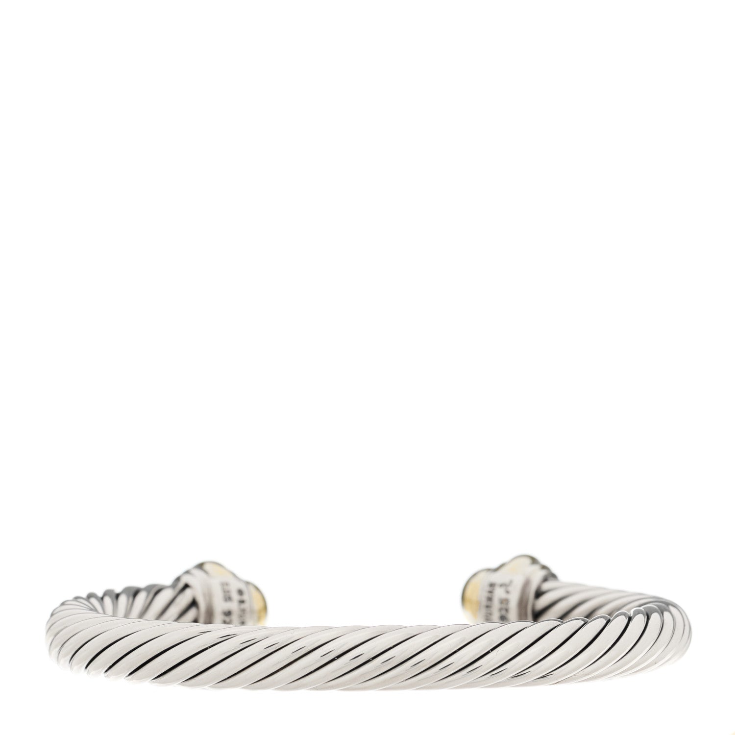 David Yurman Sterling Silver 14K Yellow Gold 7mm Cable Classics Dome Bracelet 2 of 3