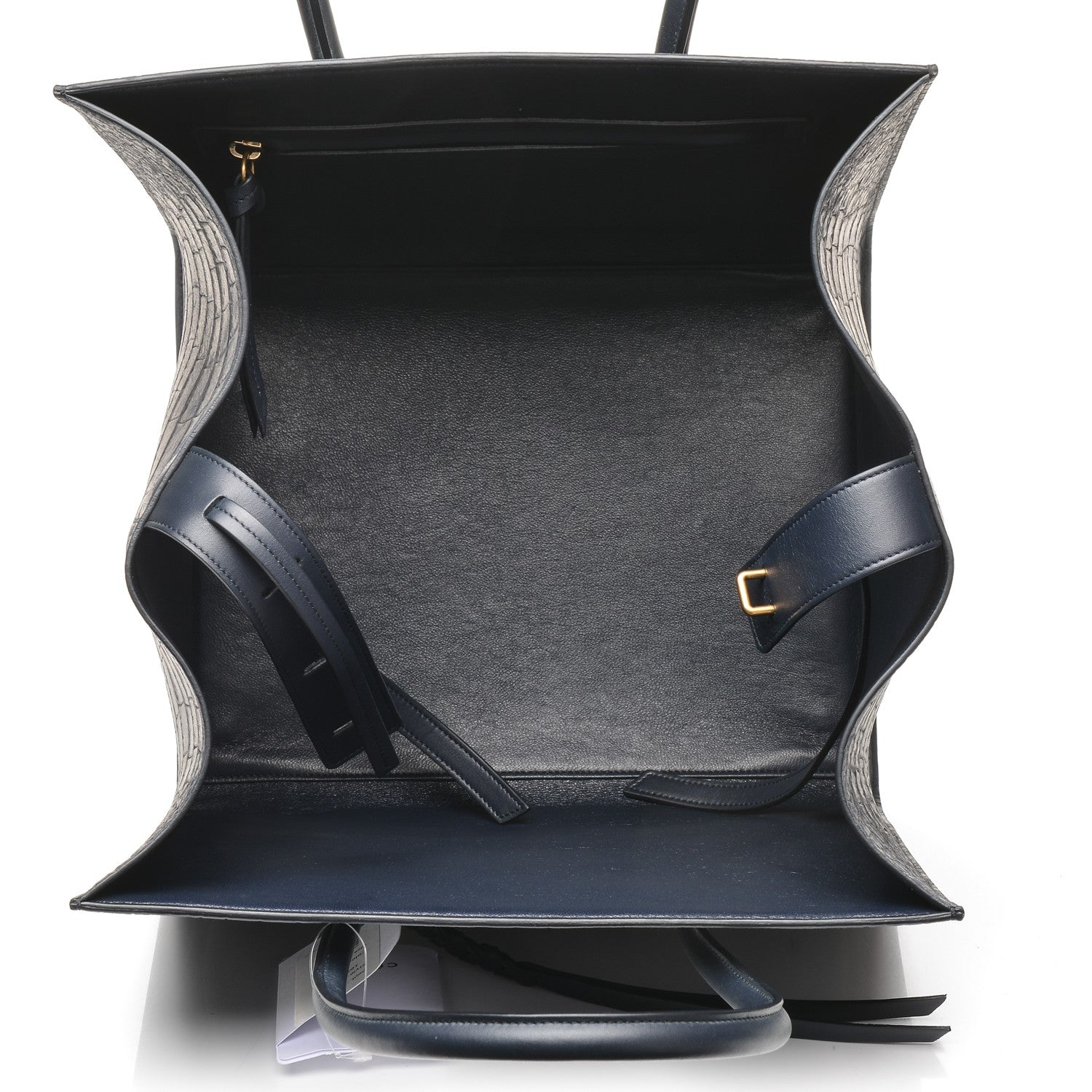 Celine Crocodile Embossed Nubuck Medium Phantom Luggage Navy Blue 5 of 7