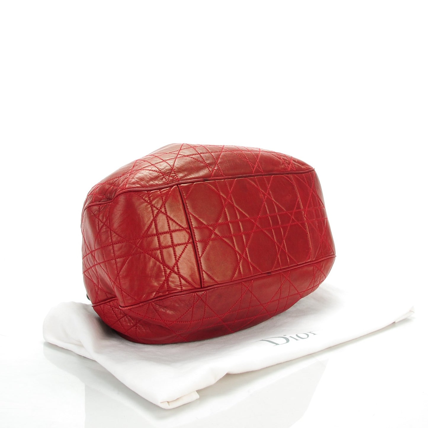 Lambskin Cannage Drawstring Bag Red