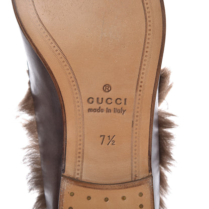 Gucci Calfskin Fur Mens Jordaan Loafers 7.5 Dark Brown Natural 6 of 8