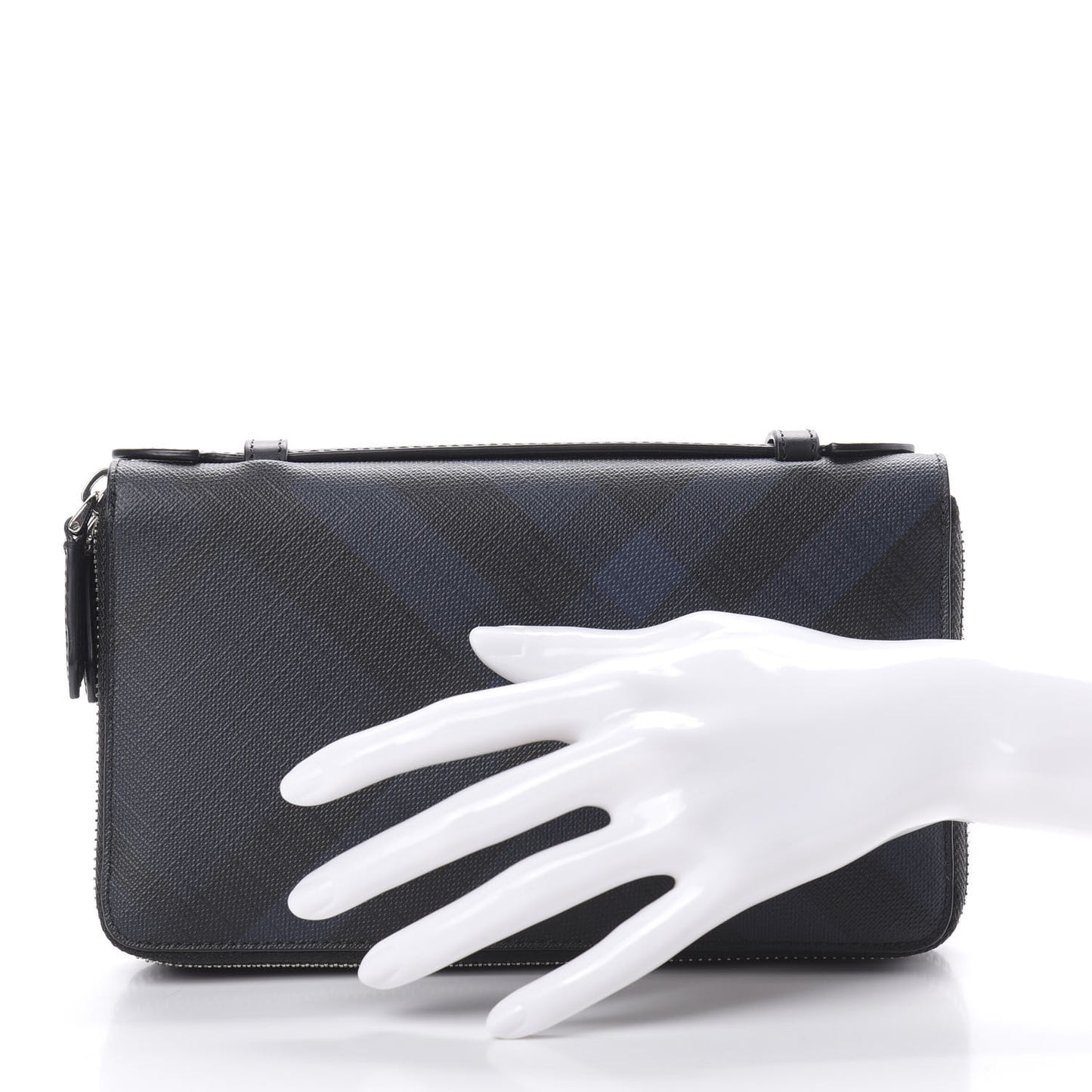 London Check Travel Wallet Navy Black