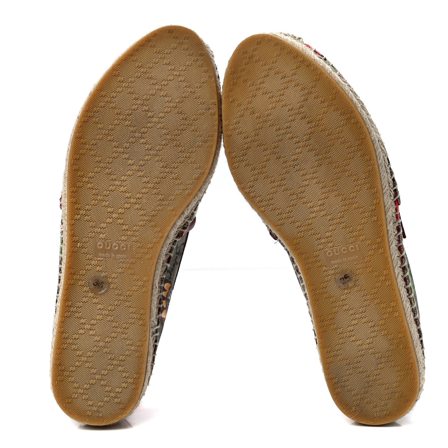 GG Supreme Monogram Tian Womens Espadrilles 36 Beige Multicolor Red