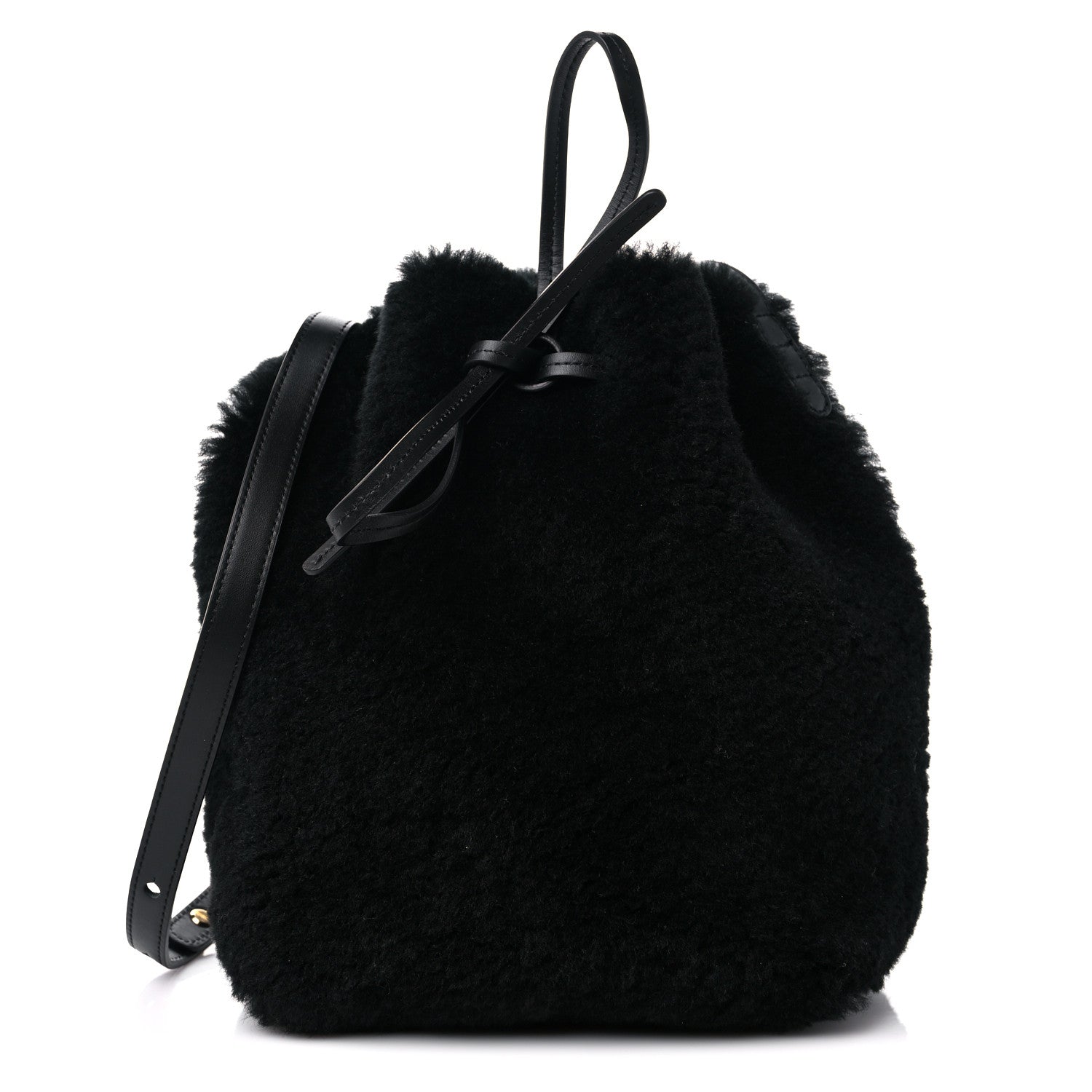 Mansur Gavriel Shearling Mini Bucket Bag Black 1 of 10