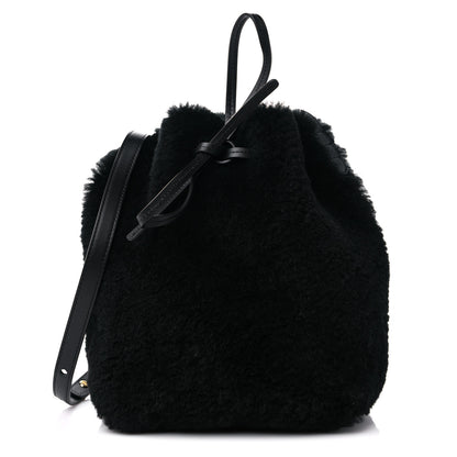 Mansur Gavriel Shearling Mini Bucket Bag Black 1 of 10