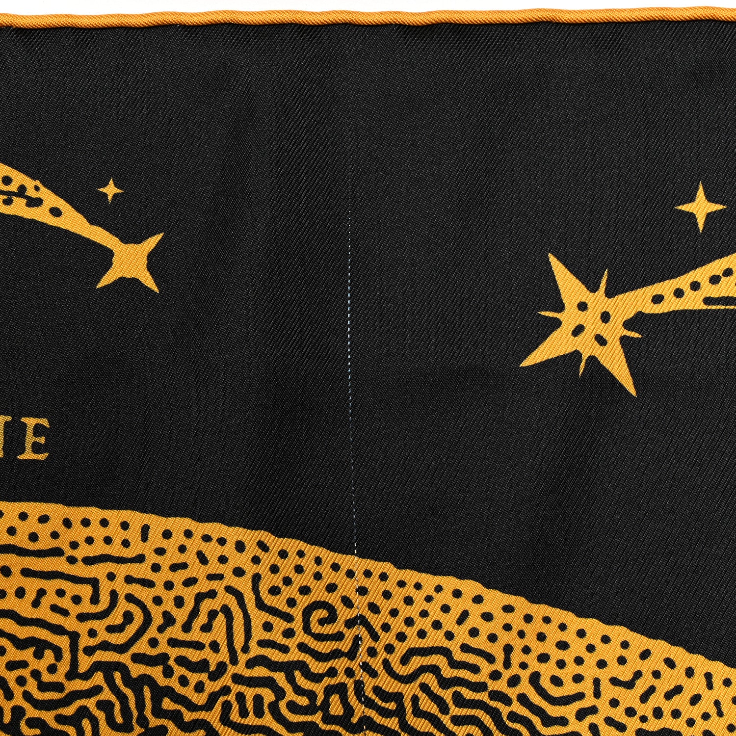 Hermes Silk Clair De Lune Double Face Scarf 90 Black Jaune D'Or Bleu 5 of 6
