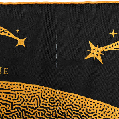 Hermes Silk Clair De Lune Double Face Scarf 90 Black Jaune D'Or Bleu 5 of 6