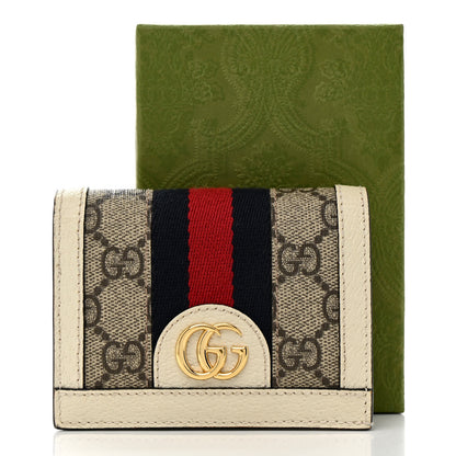 Gucci GG Supreme Monogram Textured Dollar Calfskin Web Ophidia Card Case Beige Ebony Mystic White 11 of 11