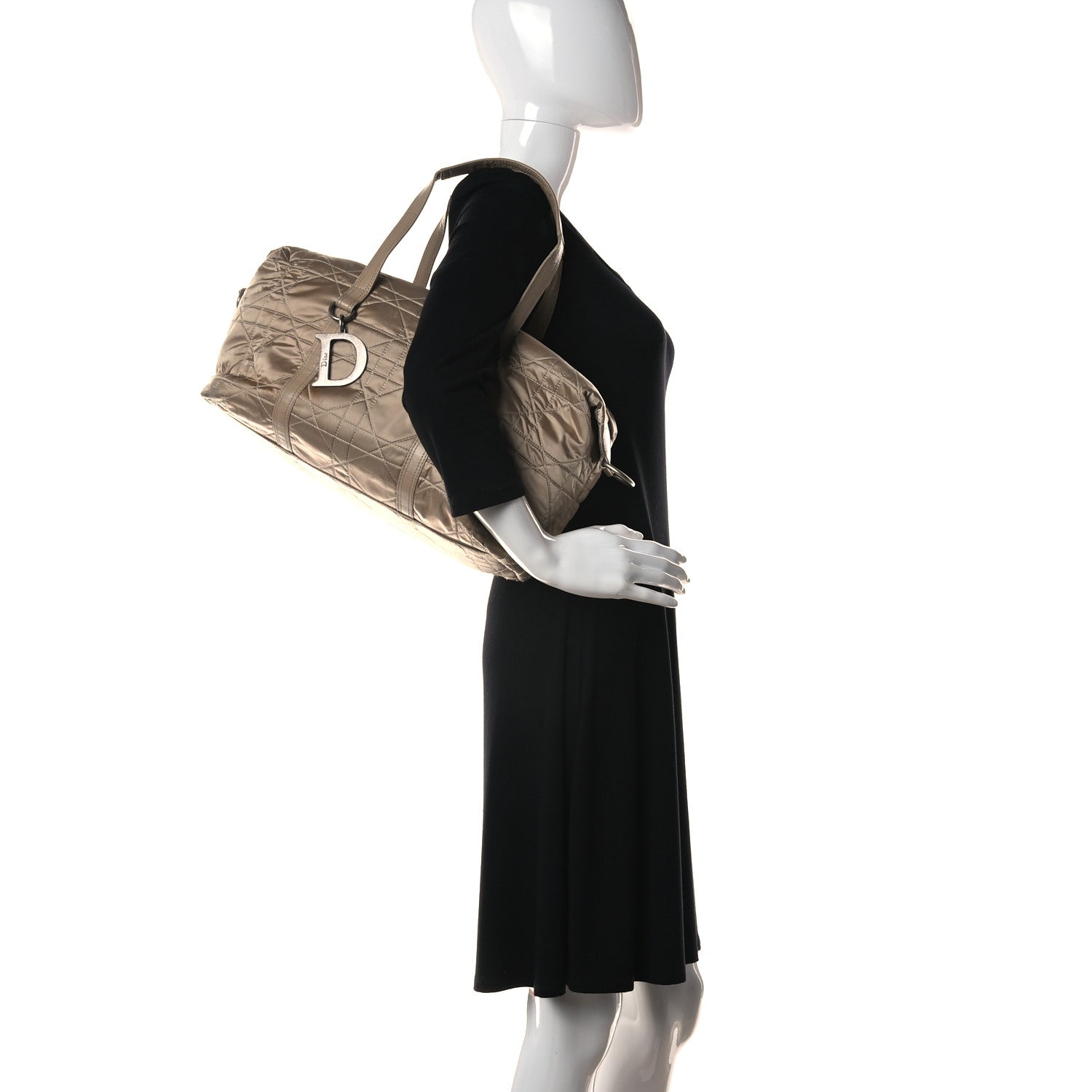 Christian Dior Nylon Cannage Shoulder Bag Beige 3 of 26