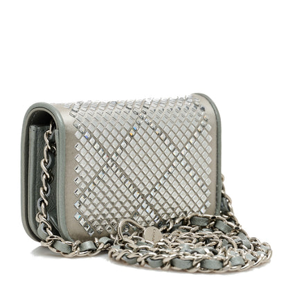 Chanel Metallic Lambskin Crystal Quilted Mini Chain Belt Bag Silver 2 of 11