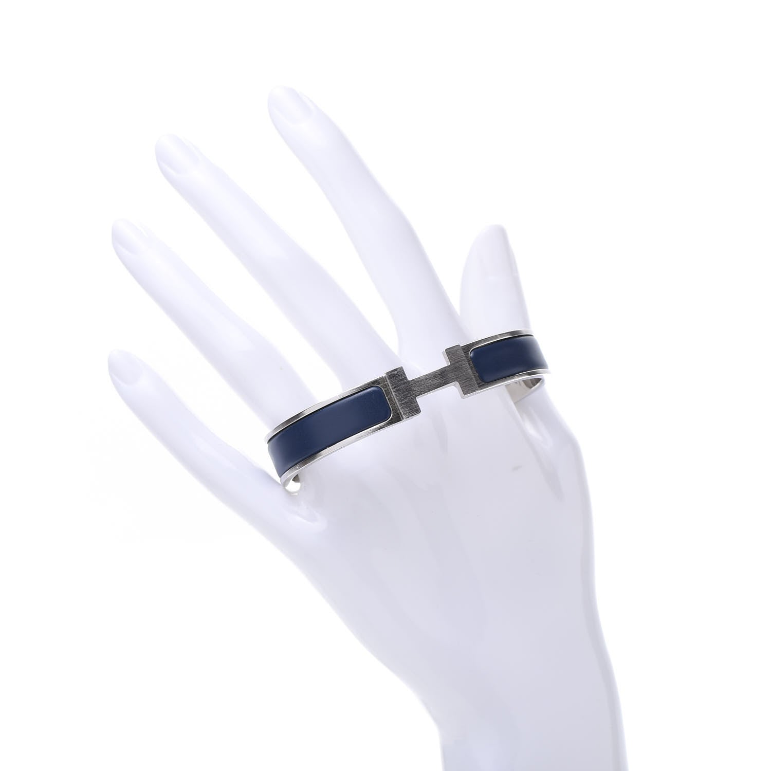 Hermes Matte Enamel Narrow Clic Clac HH Bracelet GM Bleu Nuit 2 of 5