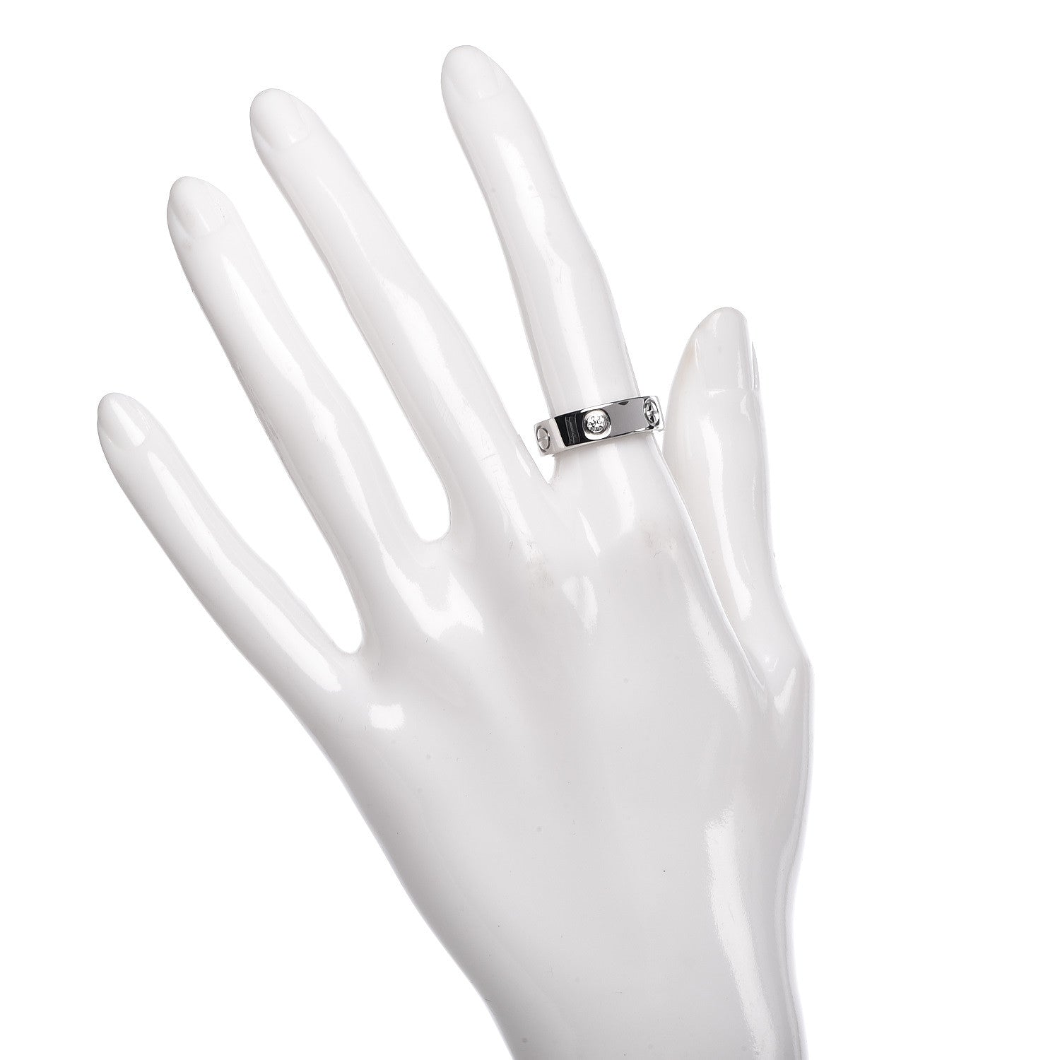 Cartier 18K White Gold 3 Diamond 5.5mm LOVE Ring 51 5.75 2 of 4
