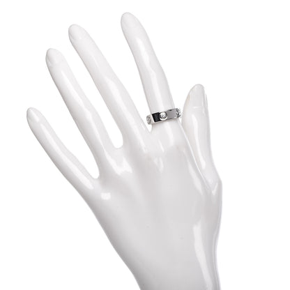 Cartier 18K White Gold 3 Diamond 5.5mm LOVE Ring 51 5.75 2 of 4