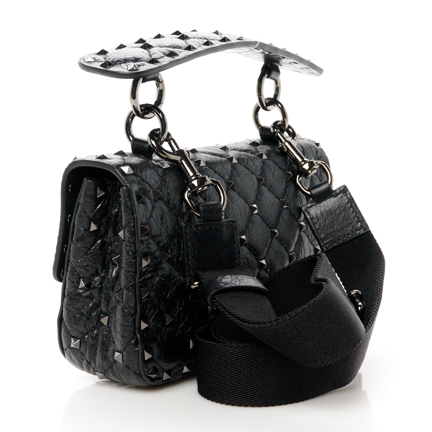 Valentino Garavani Lambskin Small Rockstud Spike Shoulder Bag Black 3 of 10