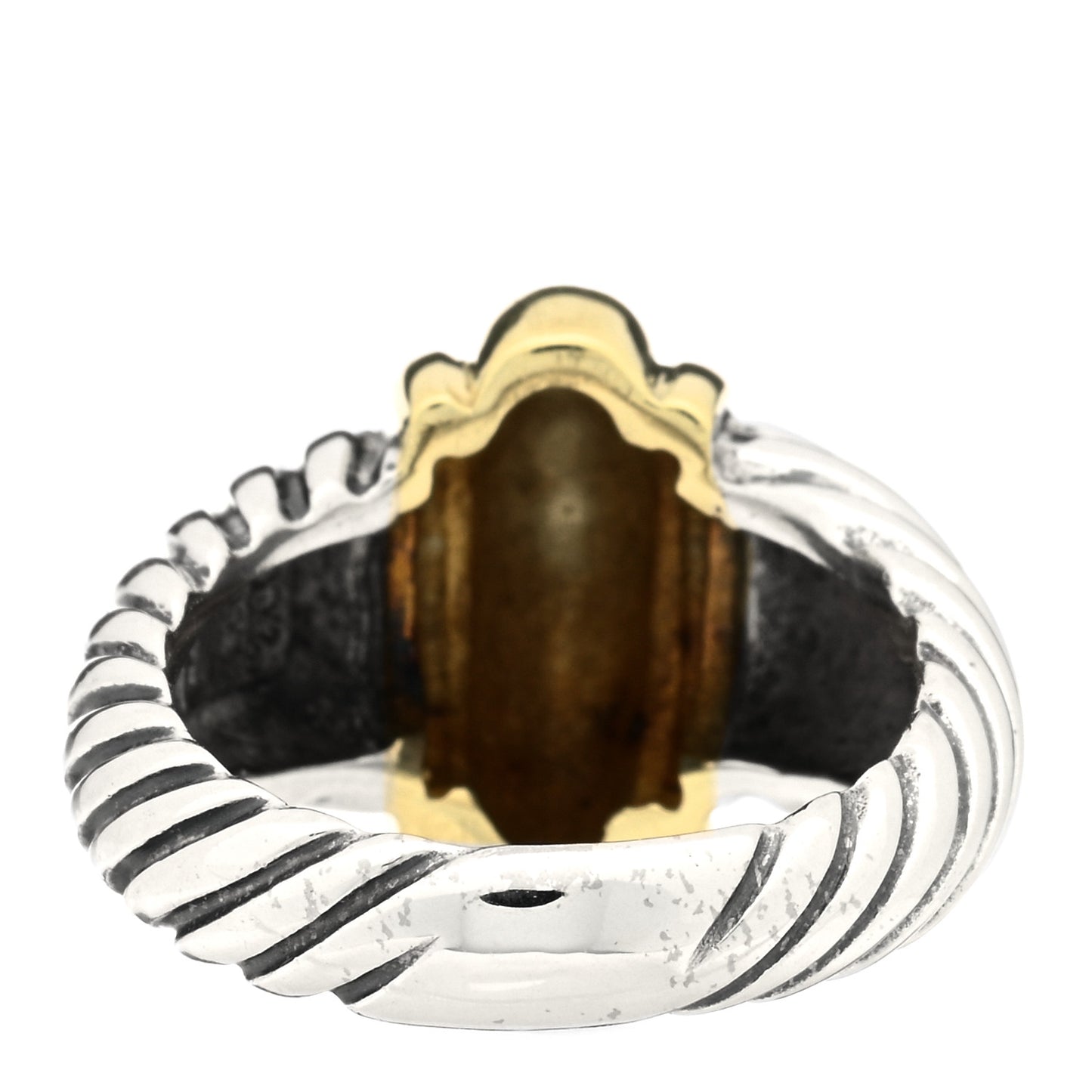 Sterling Silver 14K Yellow Gold Cable Station Ring 52 6
