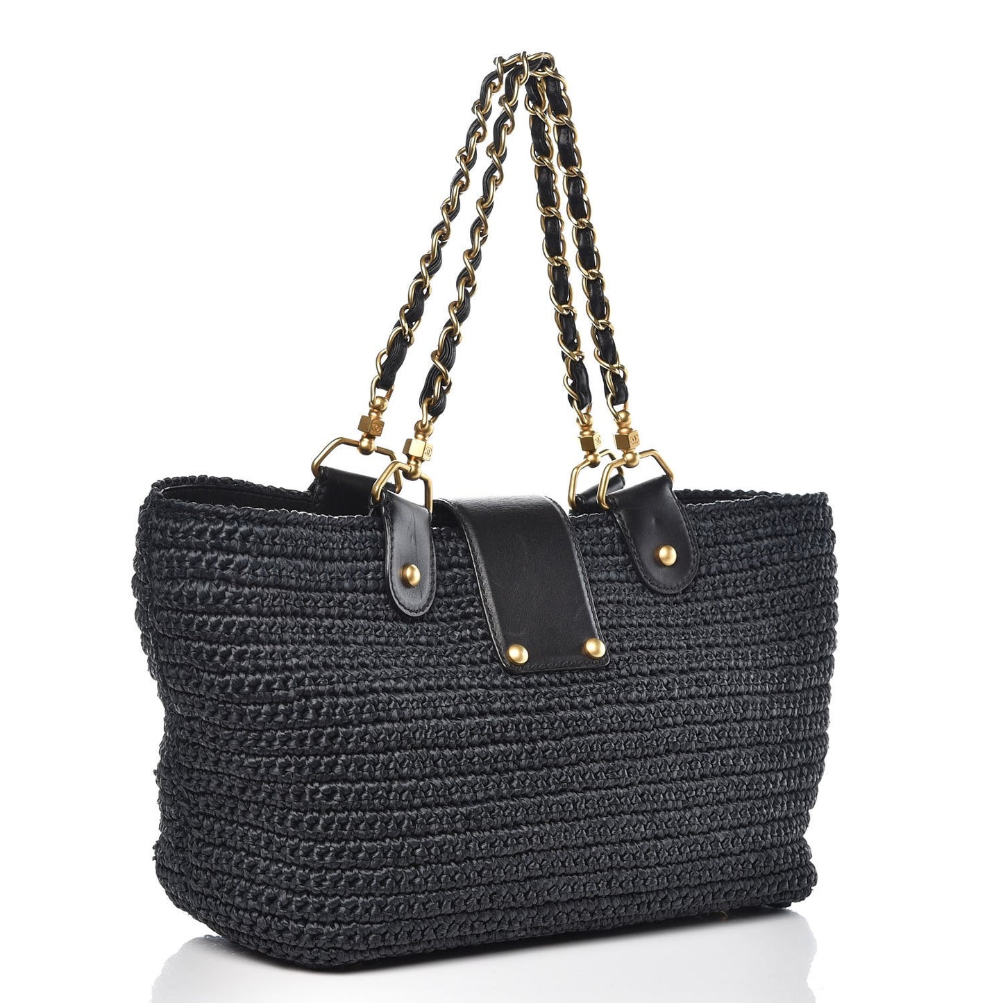 Straw Raffia Tote Black