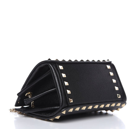 Valentino Garavani Calfskin Rockstud Mini Chain Shoulder Bag Black 4 of 10