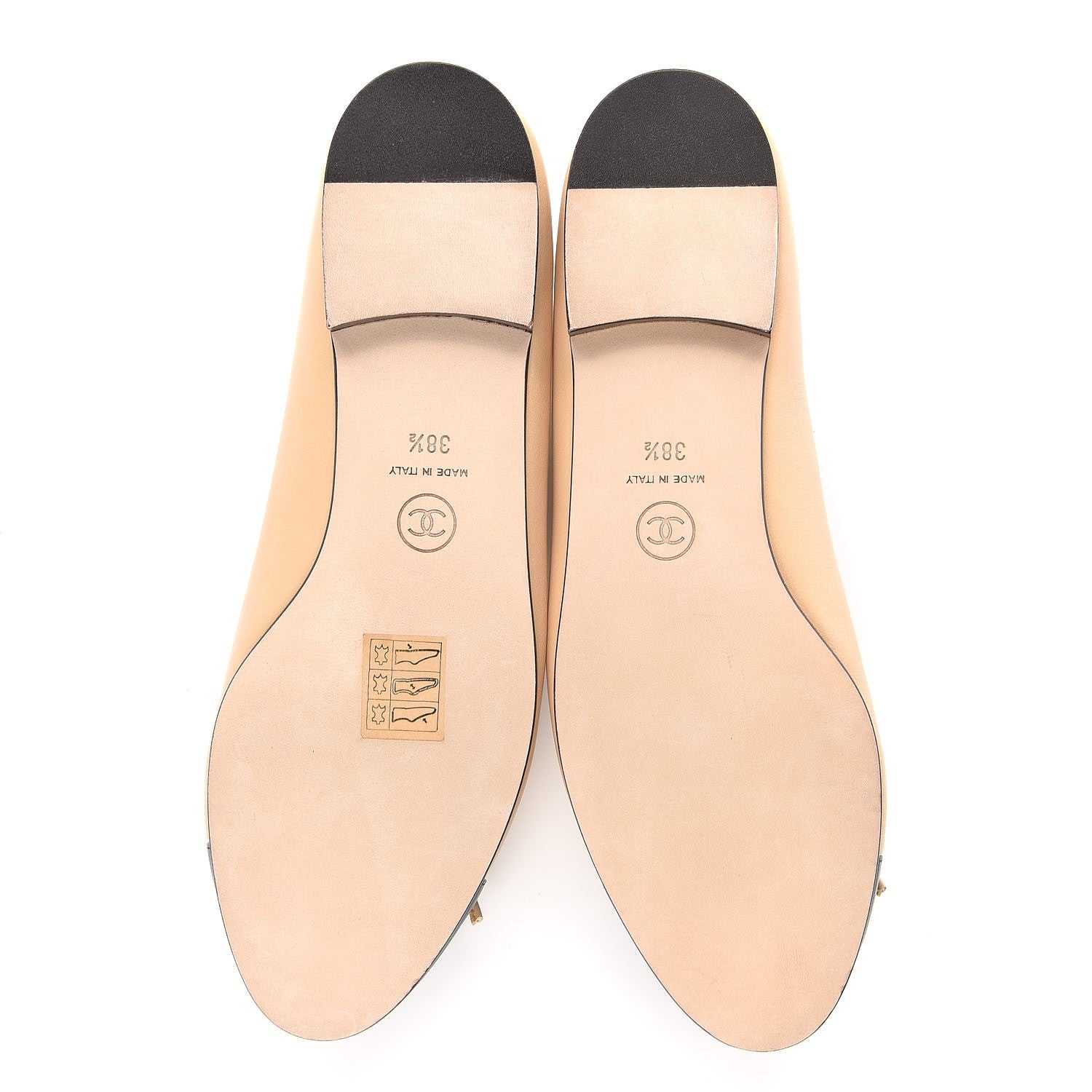 Chanel Lambskin Cap Toe Ballerina Flats 38.5 Beige Black 5 of 8