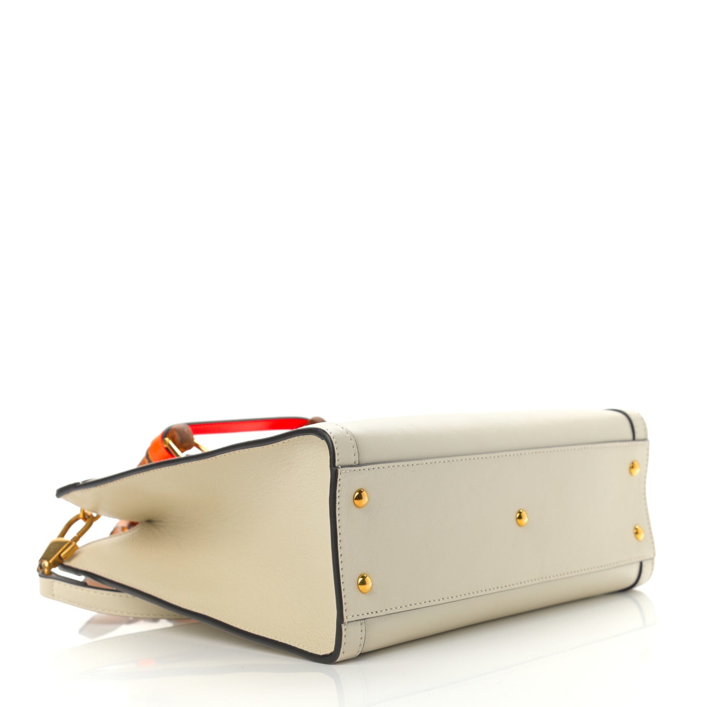 Wonka Grain Calfskin Small Diana Tote Bag Mystic White Orange Fluo