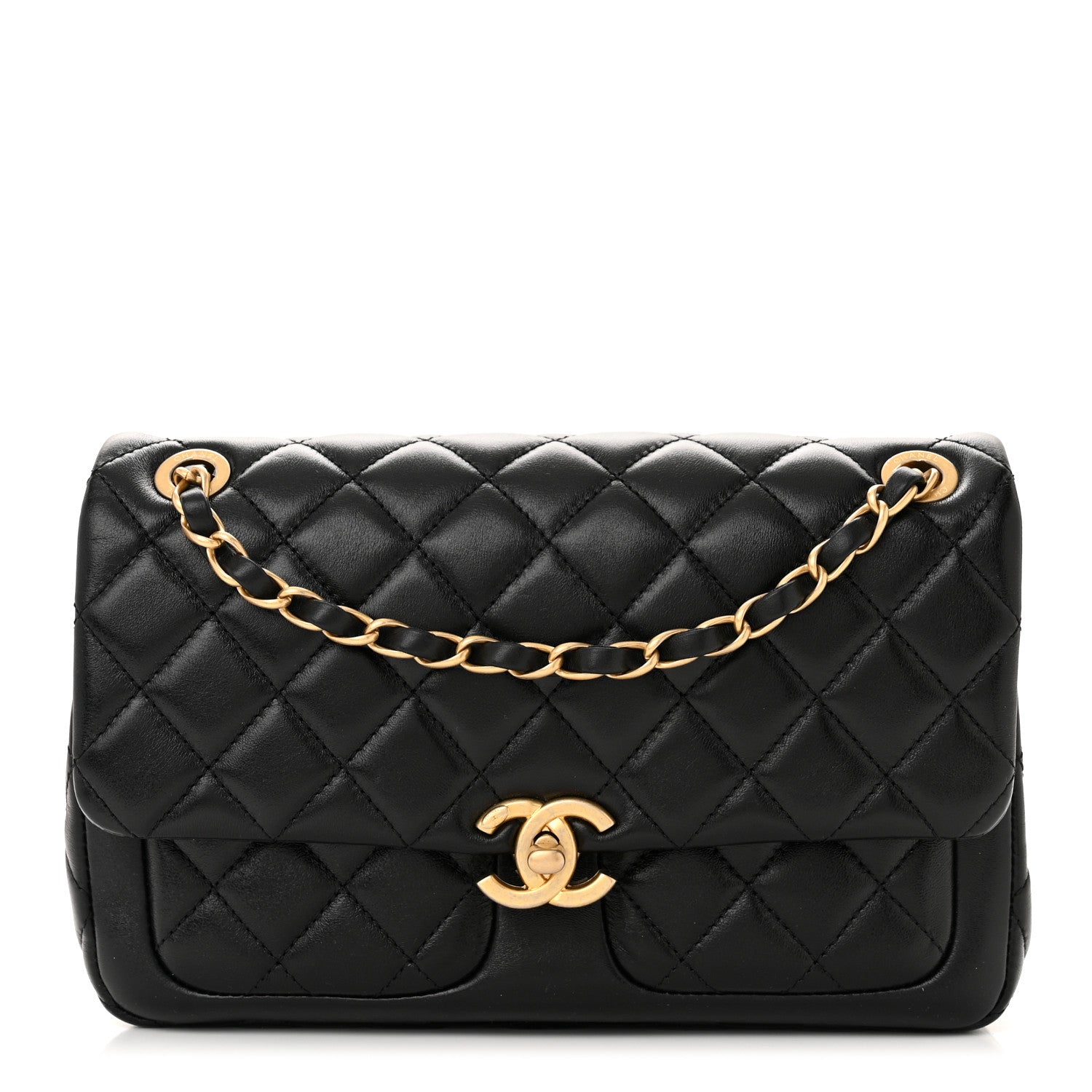 Chanel Shiny Lambskin Quilted Small Daily Friend Flap Black 1 of 10