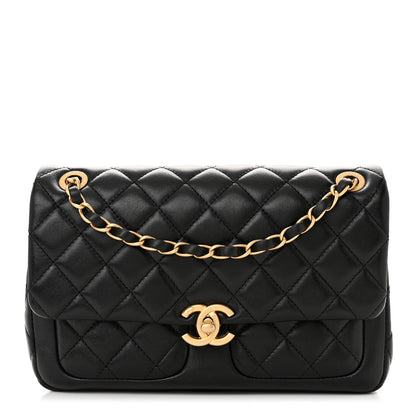 Chanel Shiny Lambskin Quilted Small Daily Friend Flap Black 1 of 10