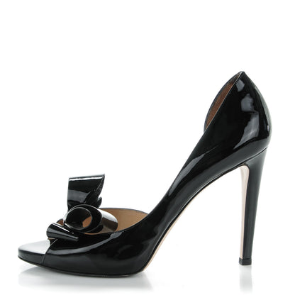 Valentino Garavani Patent Couture Bow Peep Toe d'Orsay 15/110mm Pumps 41 Black 1 of 8