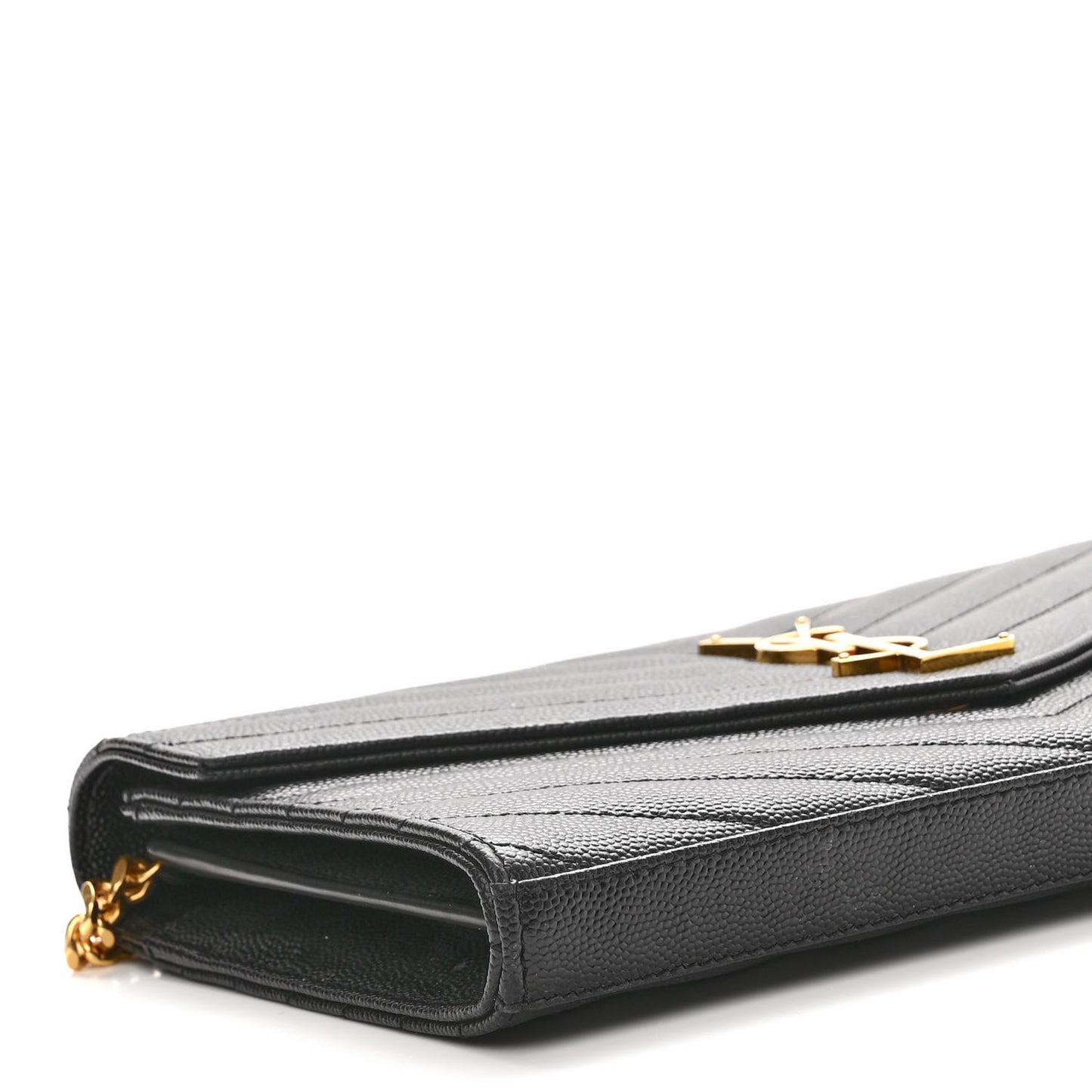 Grain De Poudre Matelasse Chevron Monogram Chain Wallet Black