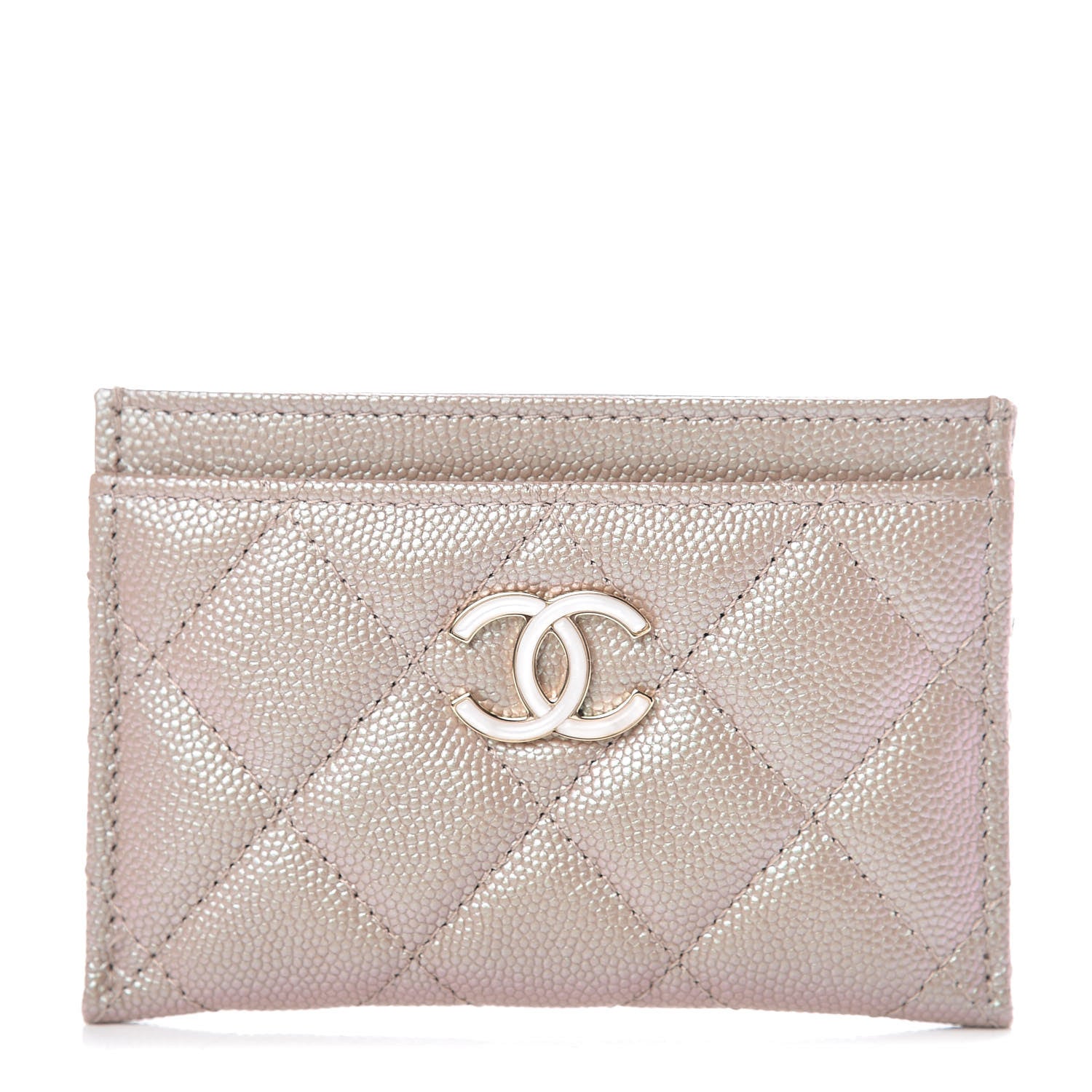 Chanel Iridescent Caviar Quilted Card Holder Beige 1 of 9
