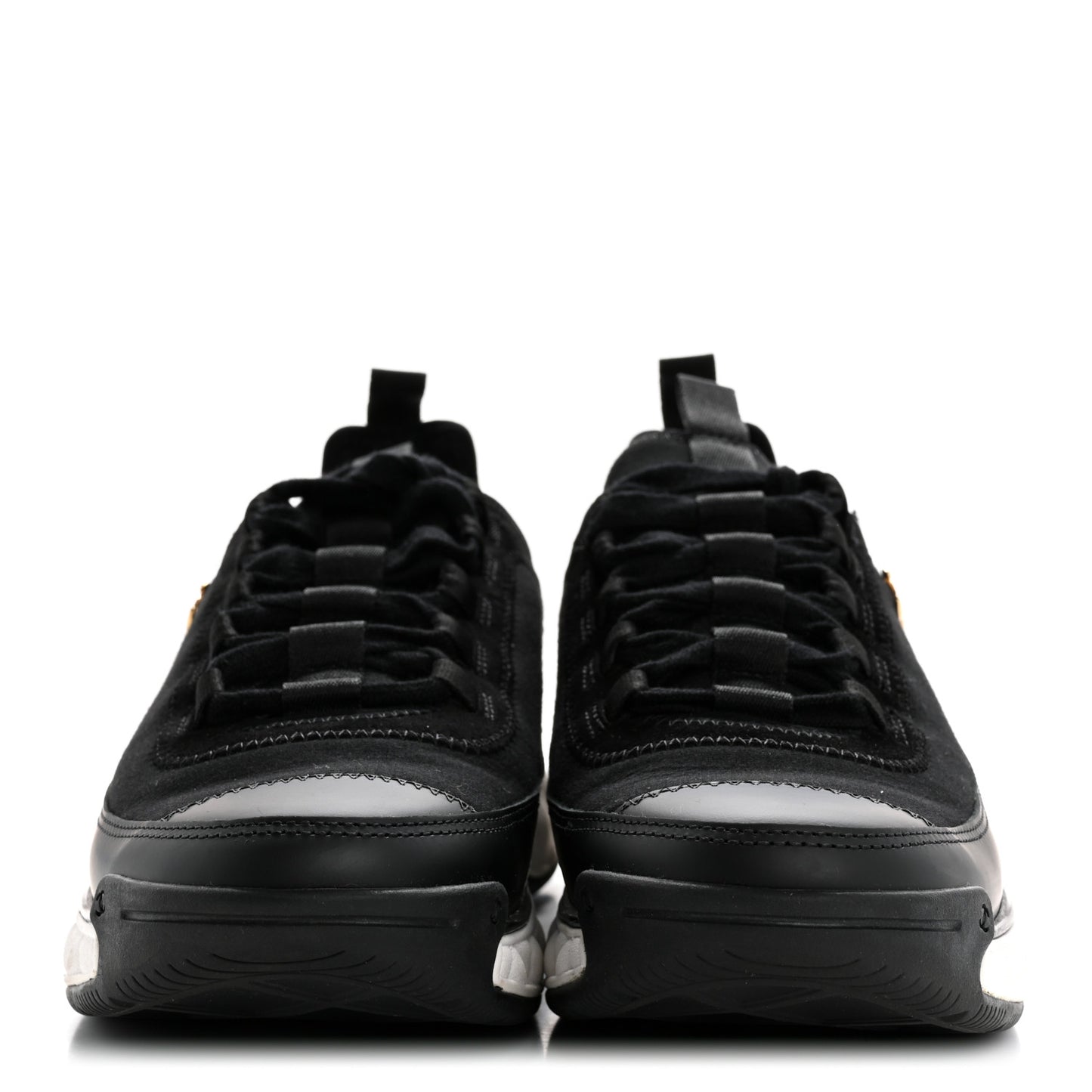 Velvet Calfskin Mixed Fibers CC Sneakers 38 Black