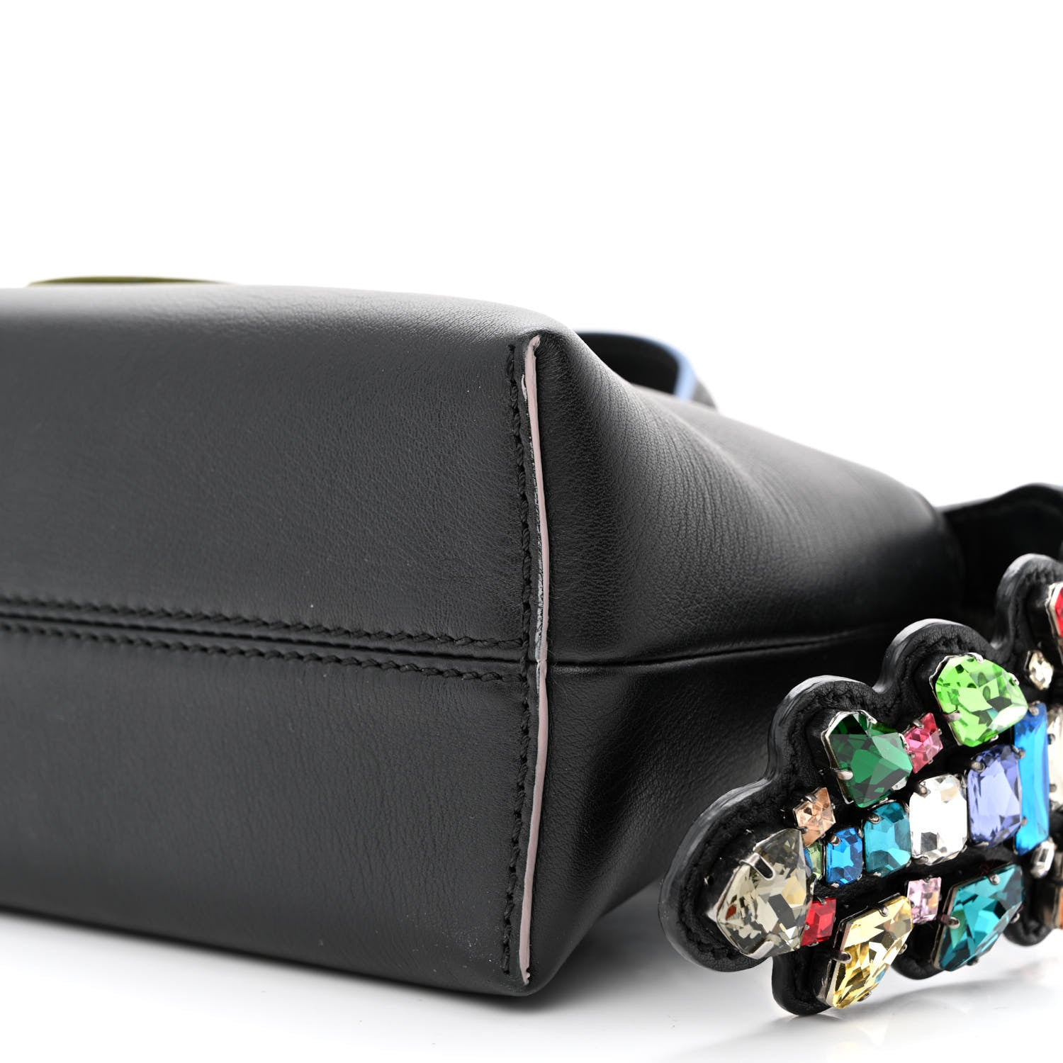 Fendi Vitello Dolce Crystal Croc Tail Mini By The Way Boston Bag Black Multicolor 10 of 10