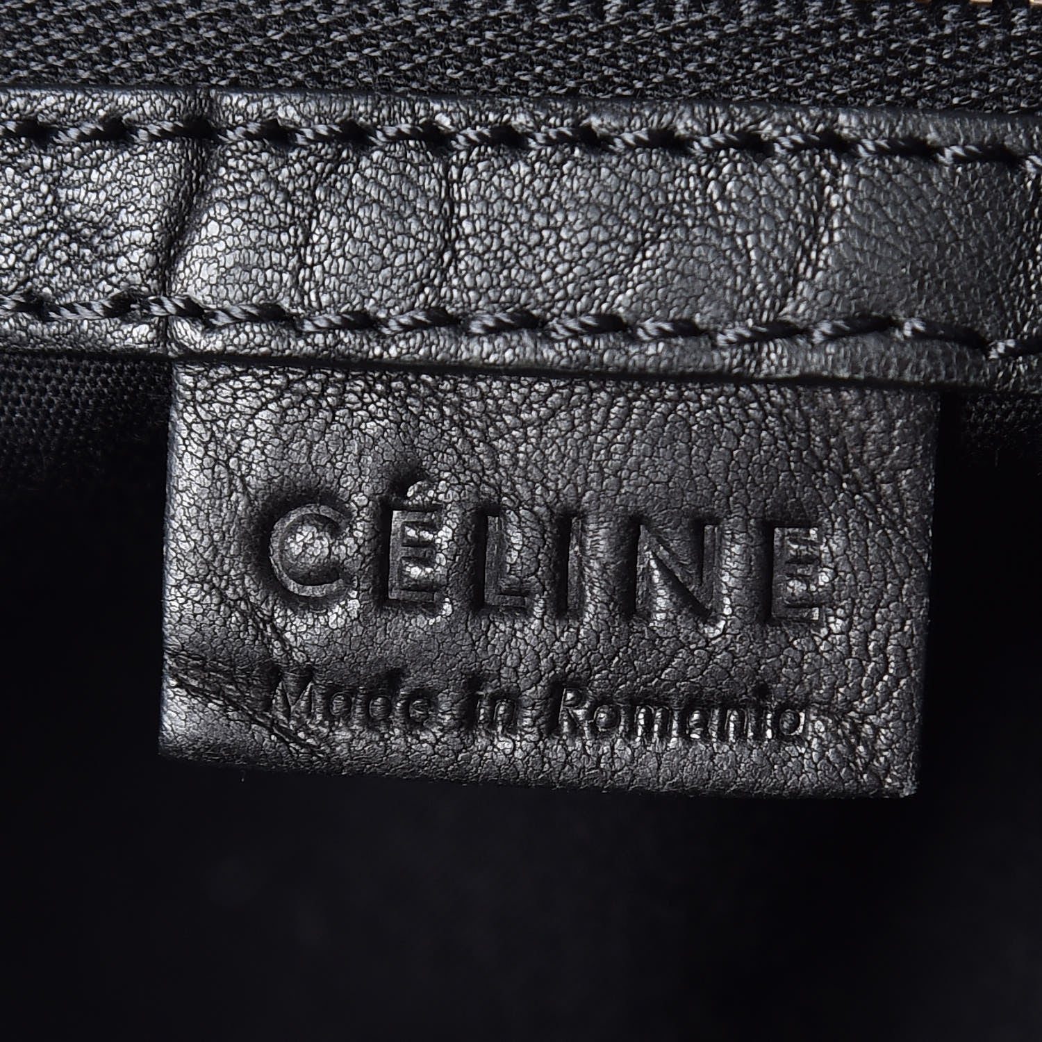 Celine Shrunken Lambskin Zipper Gusset Shopper Black 8 of 10