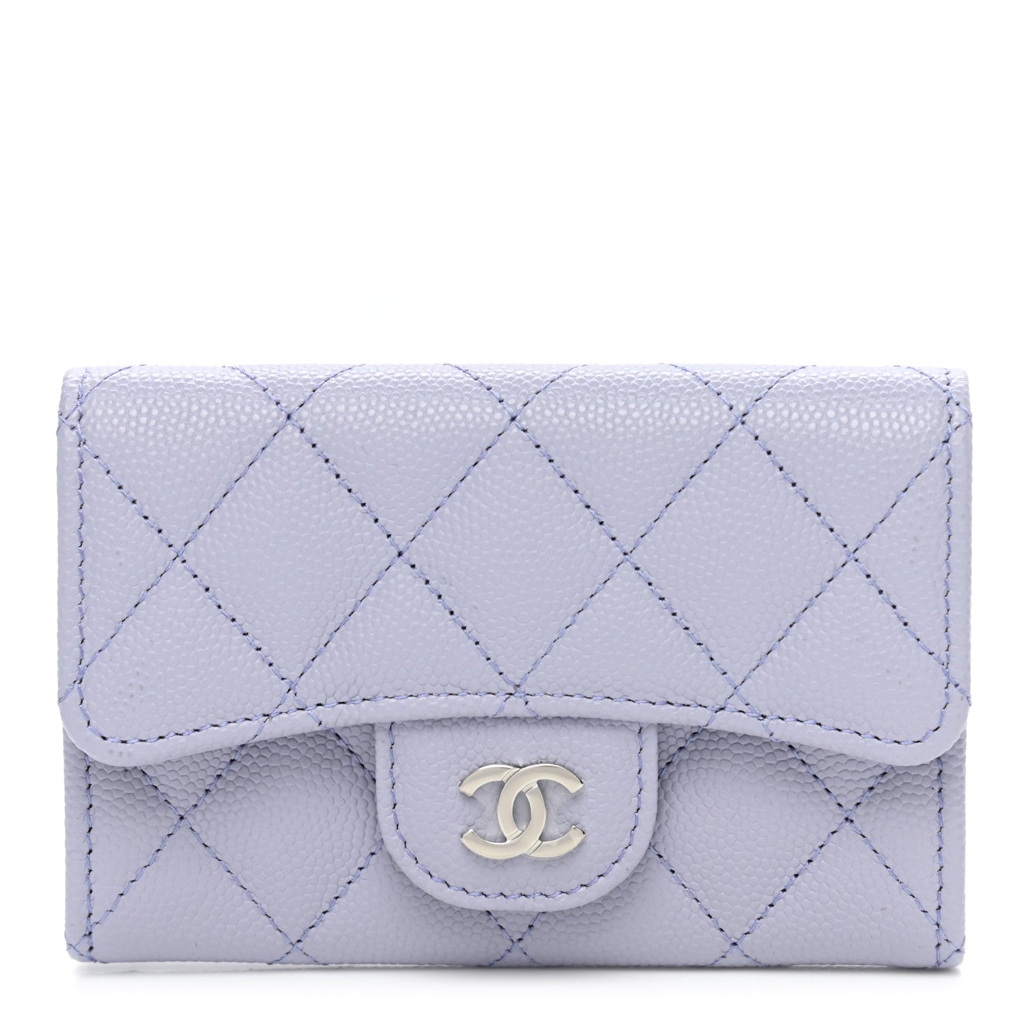 Chanel Caviar Quilted Flap Card Holder Wallet Light Purple 1 of 9