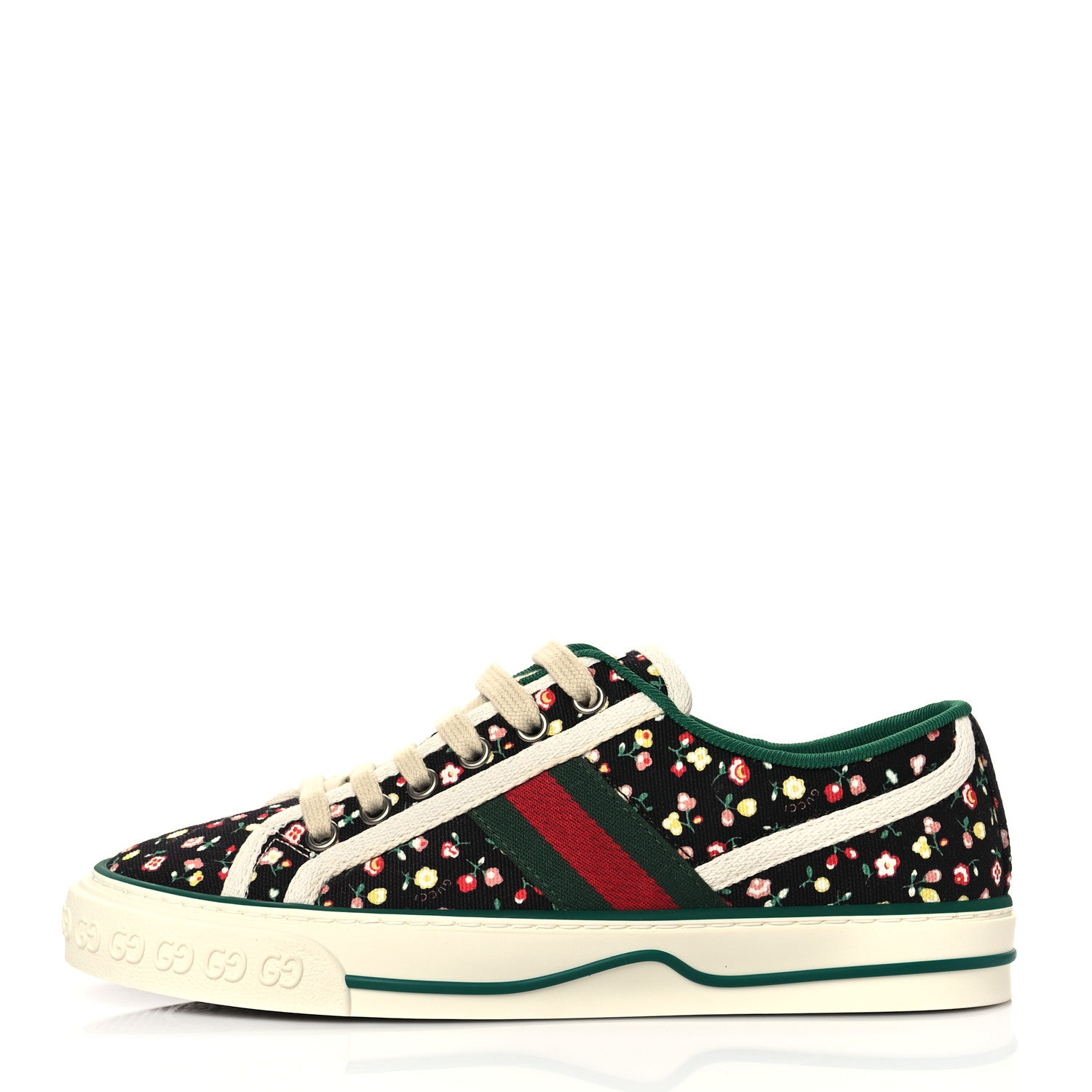Gucci X LIBERTY OF LONDON Canvas Web Holly Print Womens 1977 Tennis Sneakers 36 Black Peach Mystic White 1 of 8