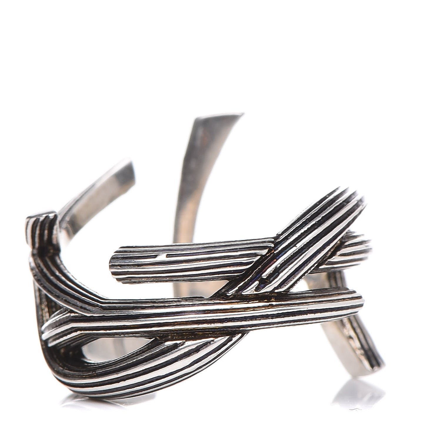 Straited Brass Monogram Ring 6 Oxidized Silver