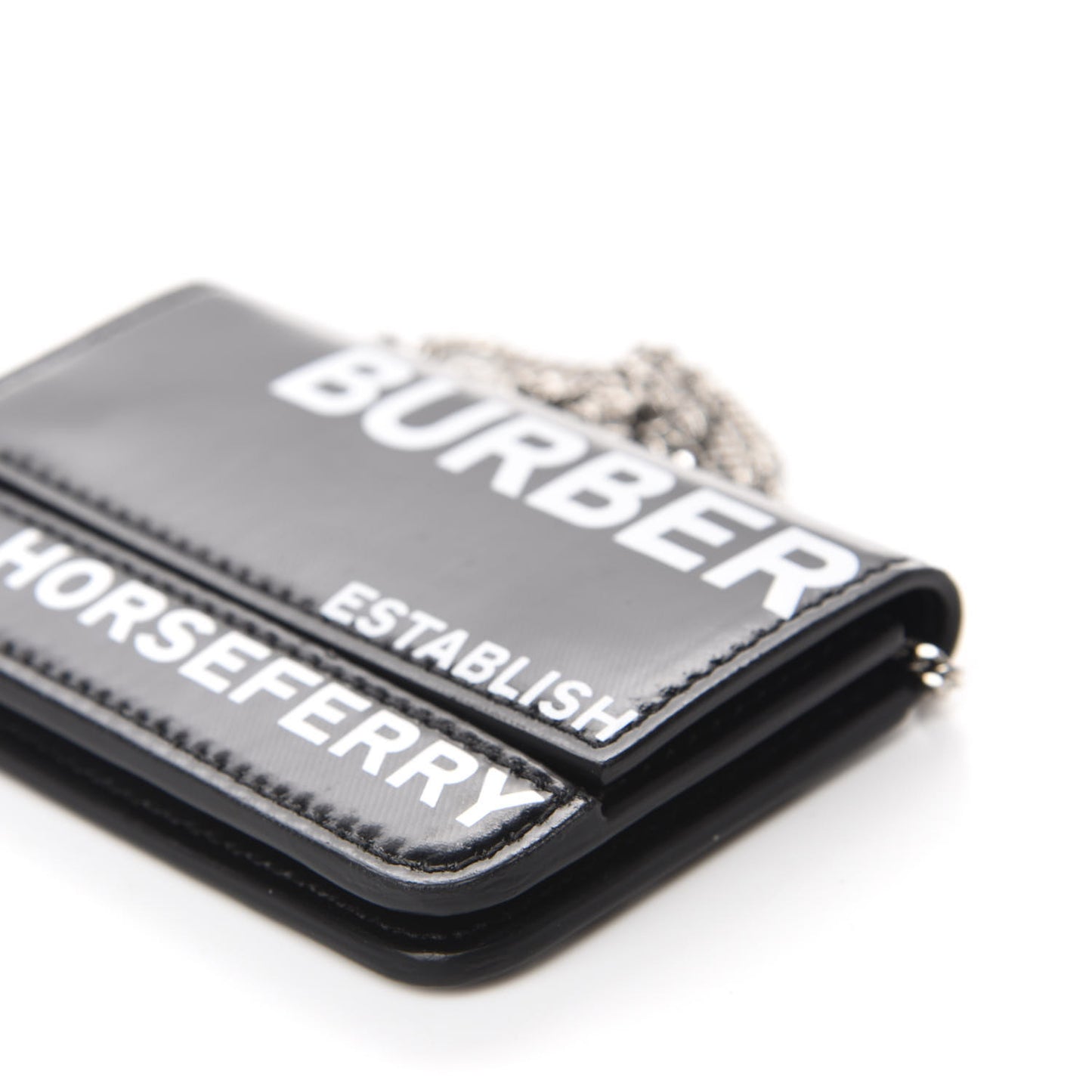 Coated Canvas Horseferry Print Mini Jody Chain Card Case Black