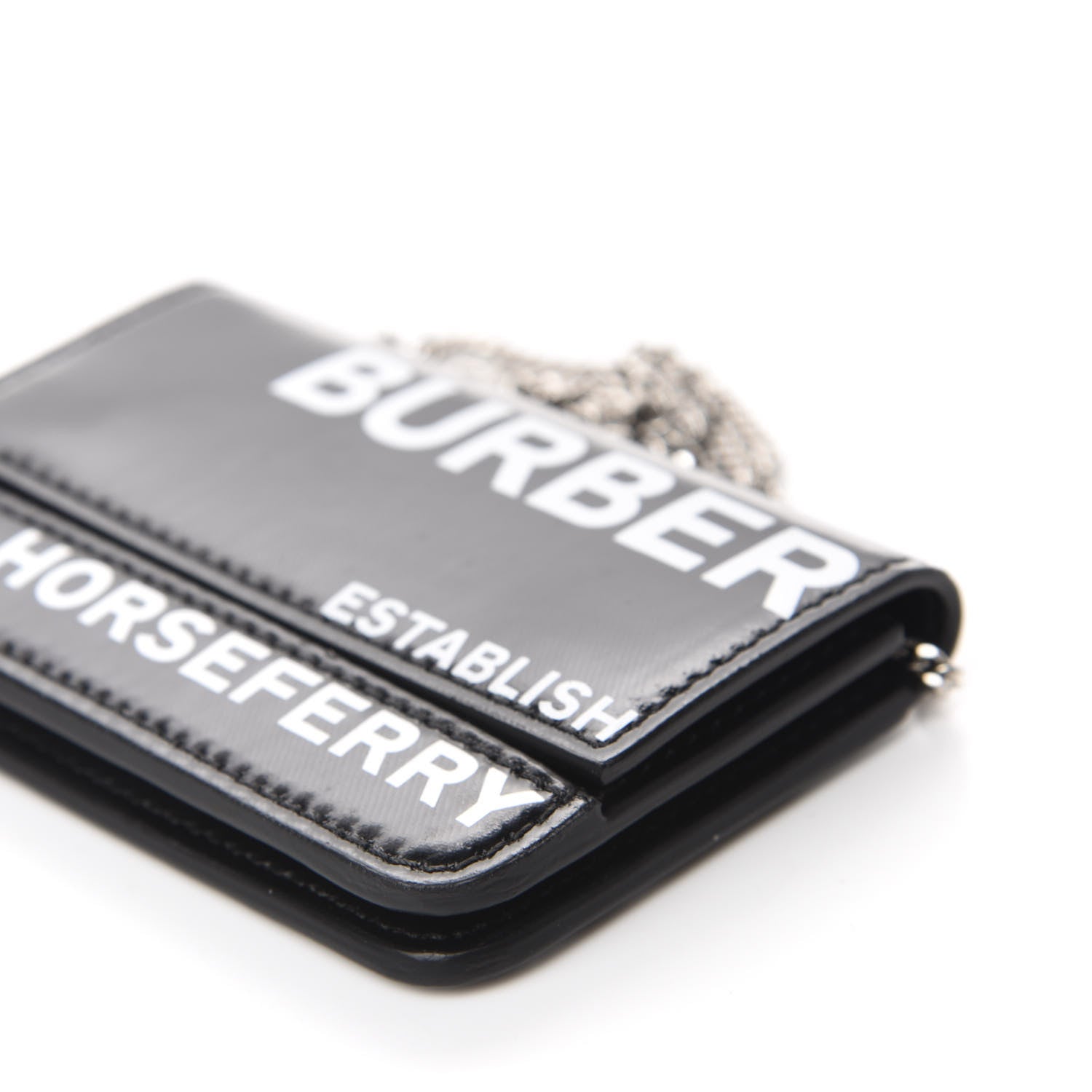 Burberry Coated Canvas Horseferry Print Mini Jody Chain Card Case Black 7 of 10
