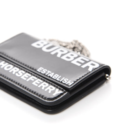 Burberry Coated Canvas Horseferry Print Mini Jody Chain Card Case Black 7 of 10