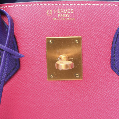 Hermes Epsom Horseshoe Birkin 30 Blue Encre Ultraviolet Rose Tyrien 18 of 35