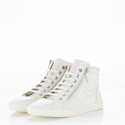 Chanel Calfskin High Top CC Sneakers 37 White 3 of 8
