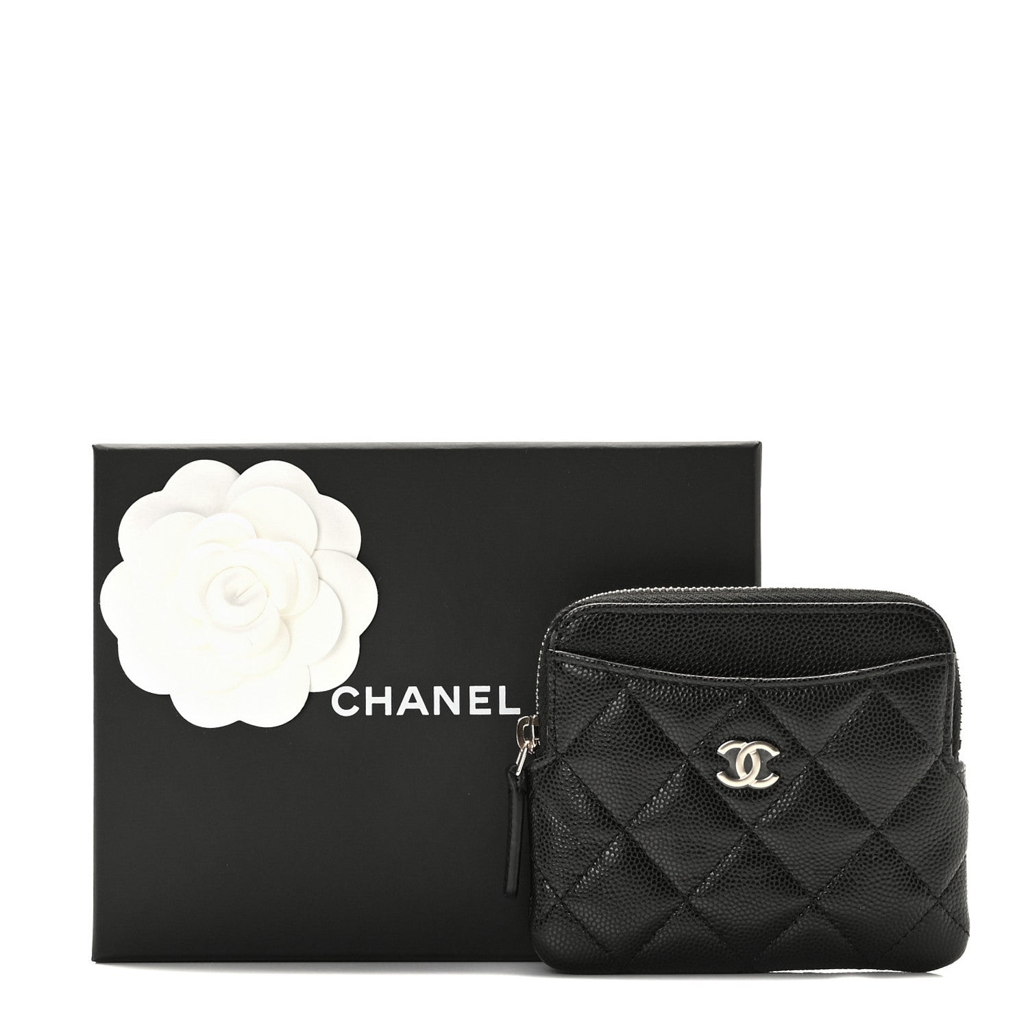 Chanel Caviar Quilted Zip Card Holder Wallet Black 9 of 9