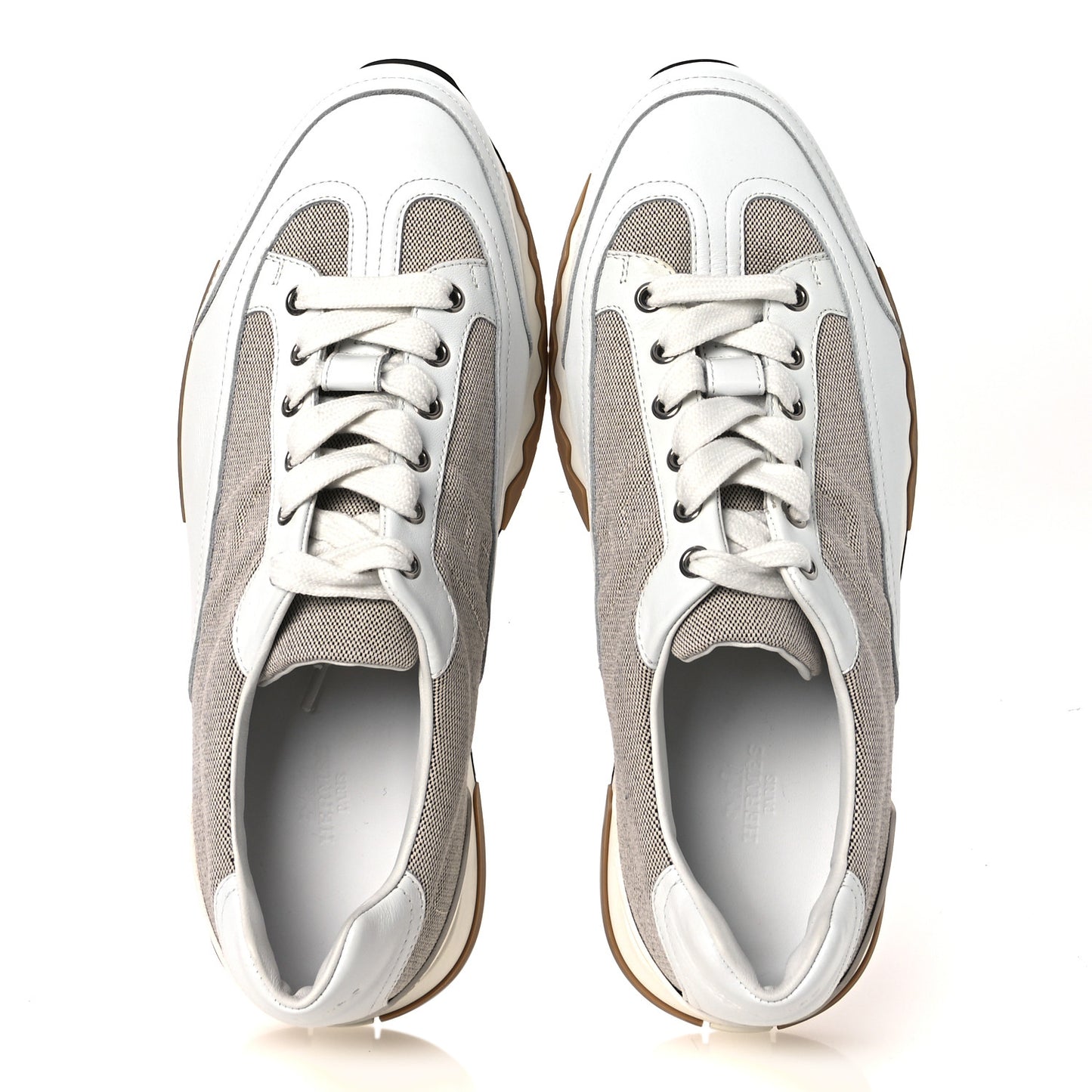 Canvas Calfskin Mens Trail Sneakers 41.5 Prunoir White