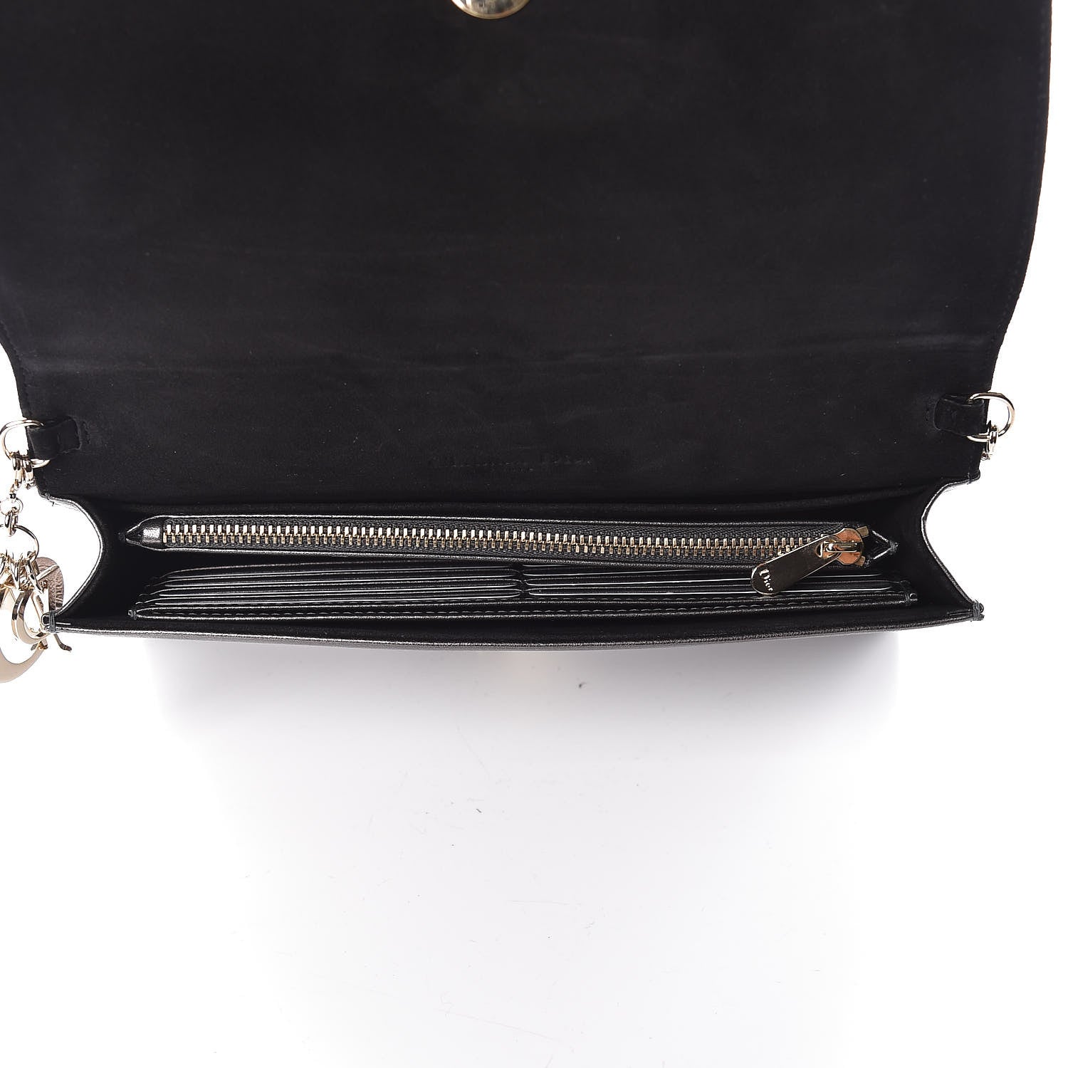 Christian Dior Metallic Calfskin Cannage Lady Dior Convertible Clutch Gunmetal 7 of 10