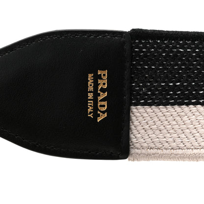 Prada Canvas Calfskin Logo Shoulder Strap Black White 4 of 4