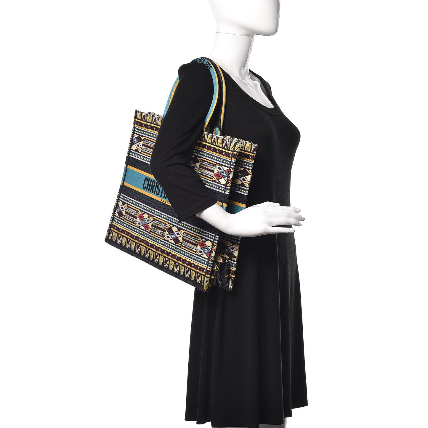 Canvas Embroidered Book Tote Blue Multicolor