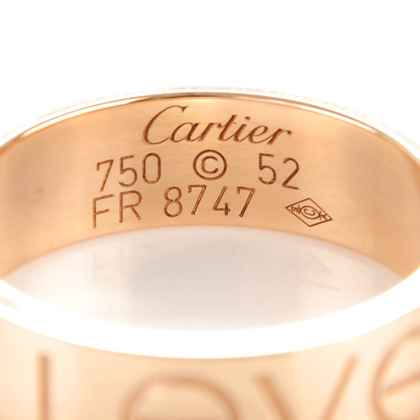 18K Pink Gold 5.5mm Engraved LOVE Ring 52 6