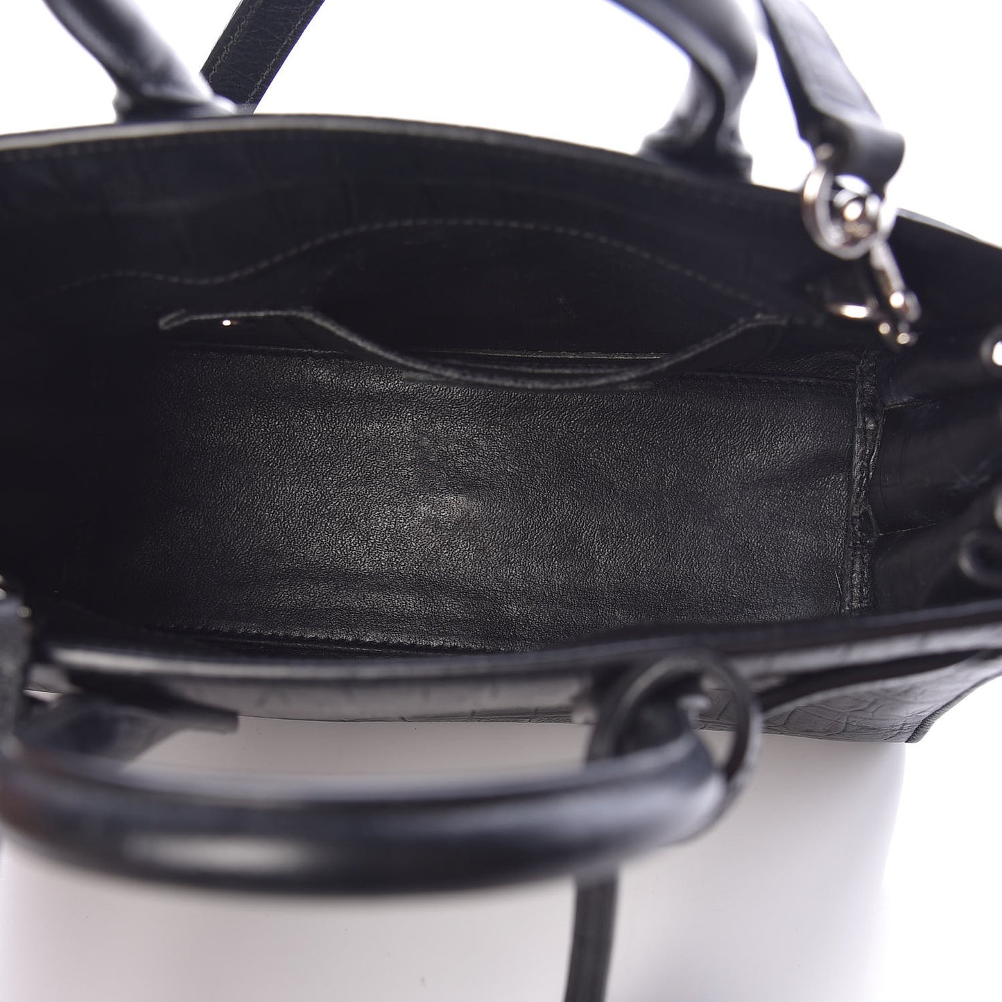 Calfskin Crocodile Embossed Nano Sac De Jour Black