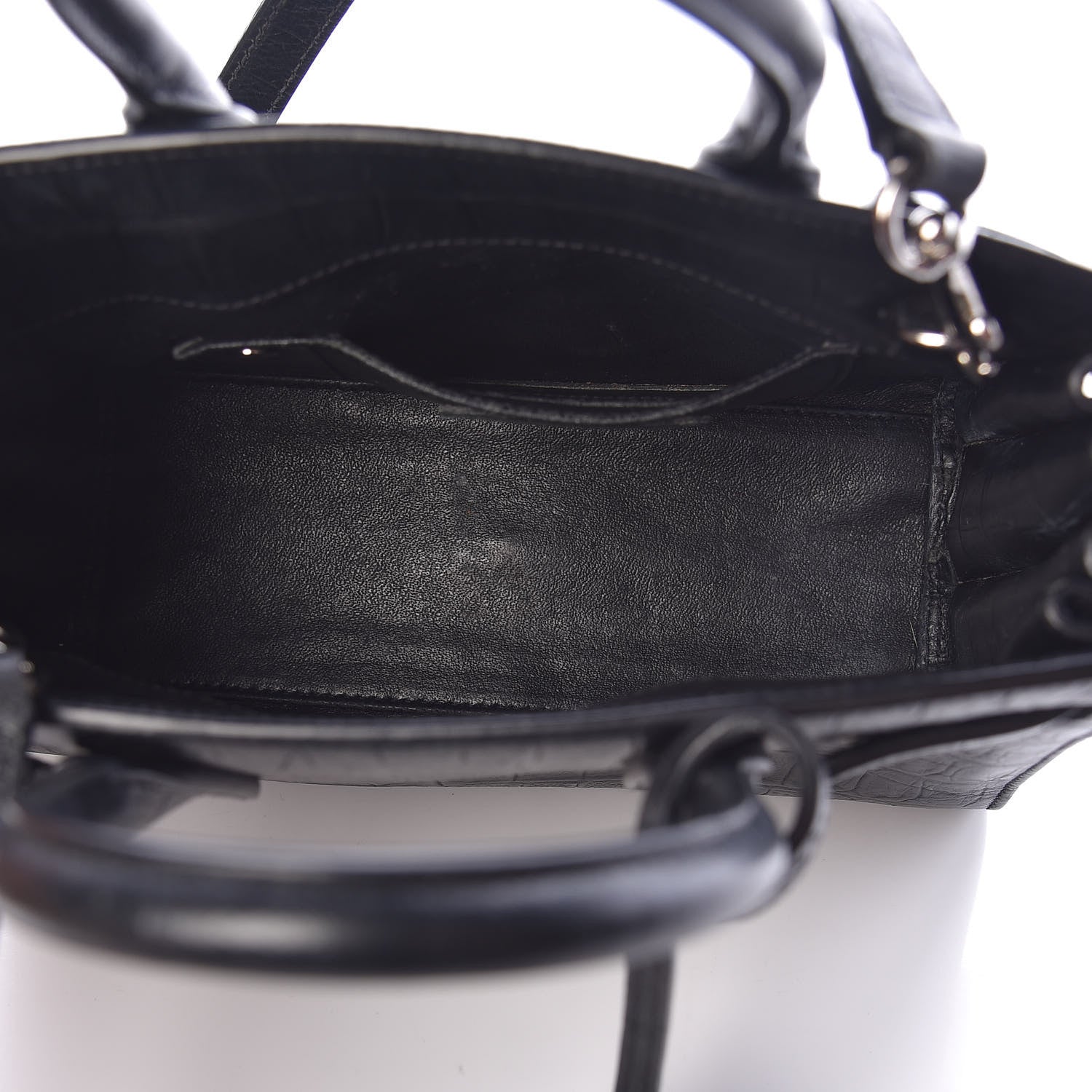 Saint Laurent Calfskin Crocodile Embossed Nano Sac De Jour Black 6 of 9