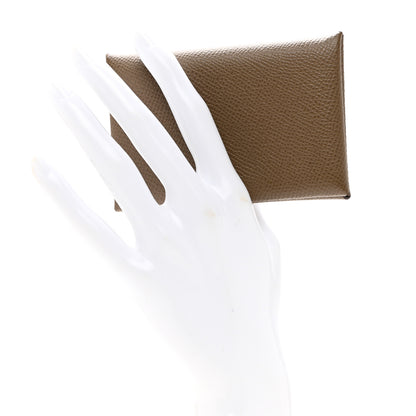Hermes Epsom Calvi Card Case Etoupe 2 of 7