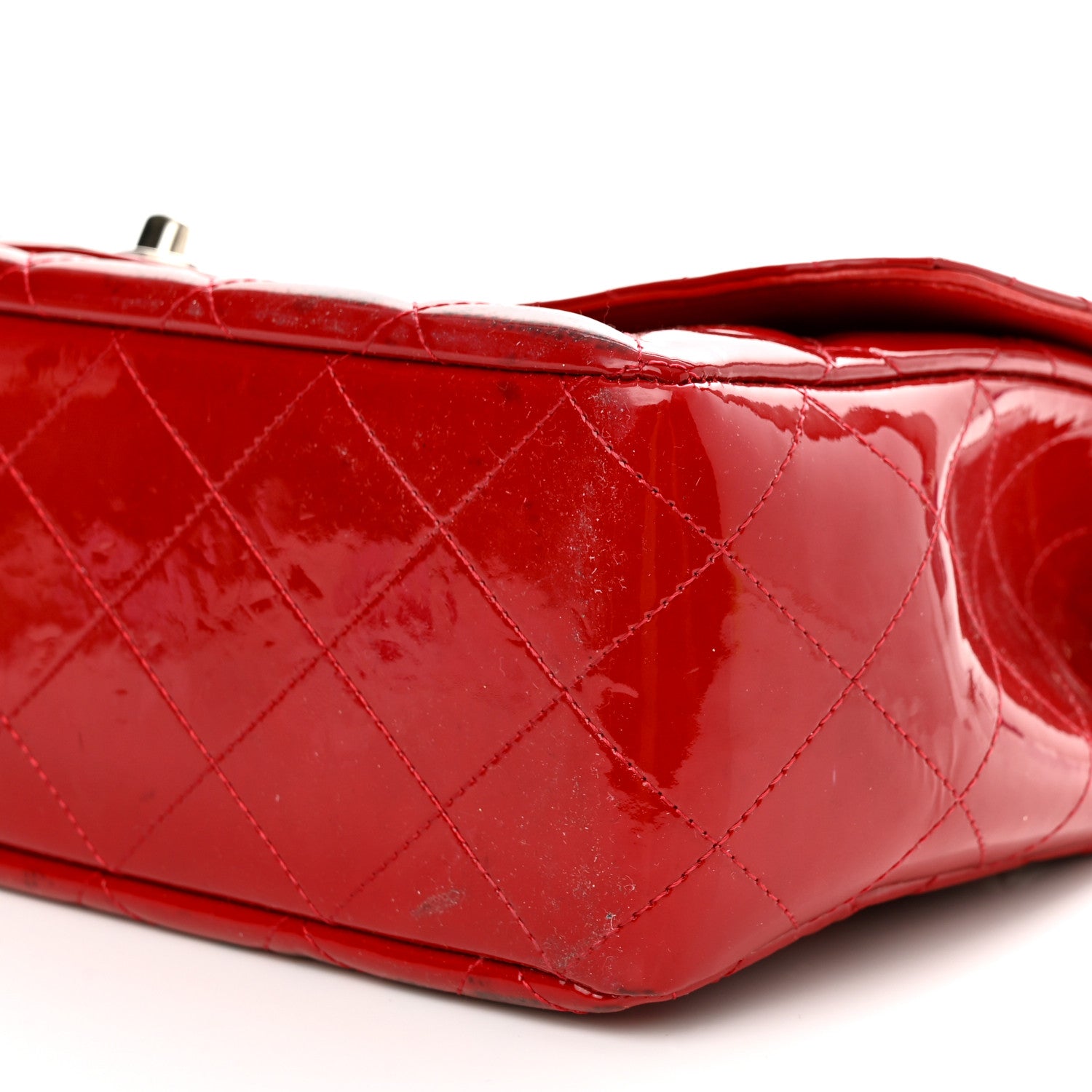 Chanel Patent Quilted Jumbo Single Flap Red 10 of 18